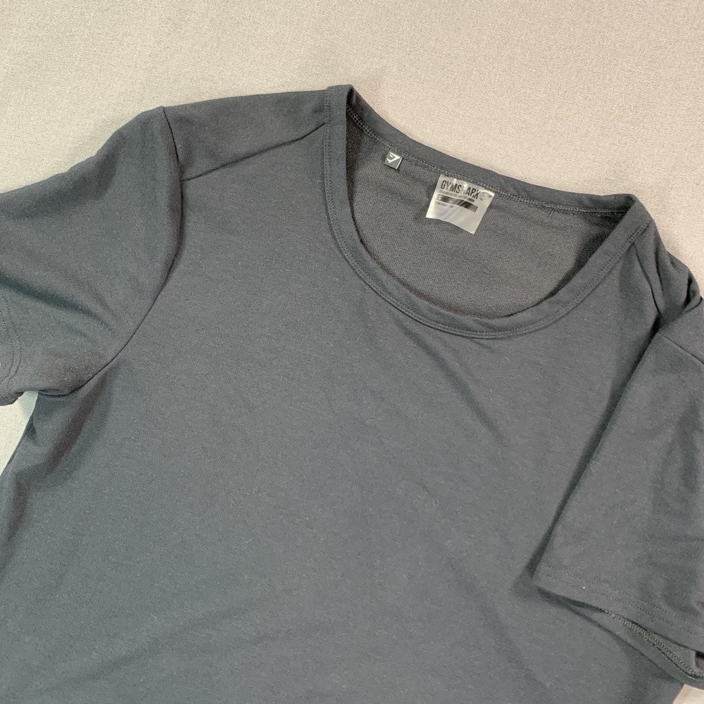 Gymshark Longline‎ Shirt Women SM Oversized Black Short SLV Athlete Tee Training